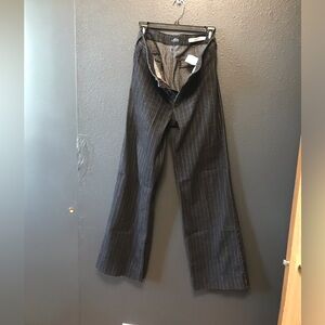 Black Pinstripe Wide-Leg Trousers